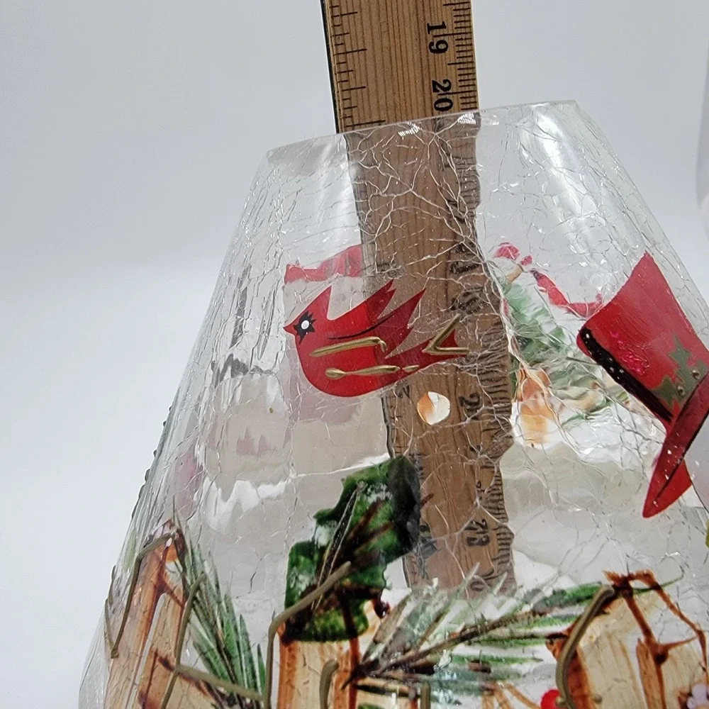 Yankee Candle Crackle Glass Snowmen Cardinals Lamp Shade Topper Christmas